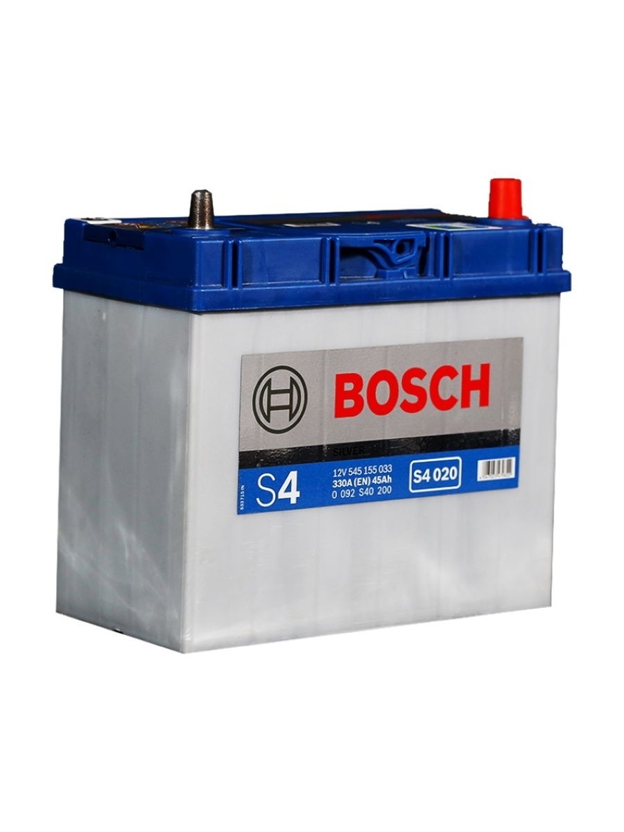 Аккумулятор BOSCH Silver 45 Ач обратная поляронсть (-+) 330 А (Азия) клеммы (тонкие)