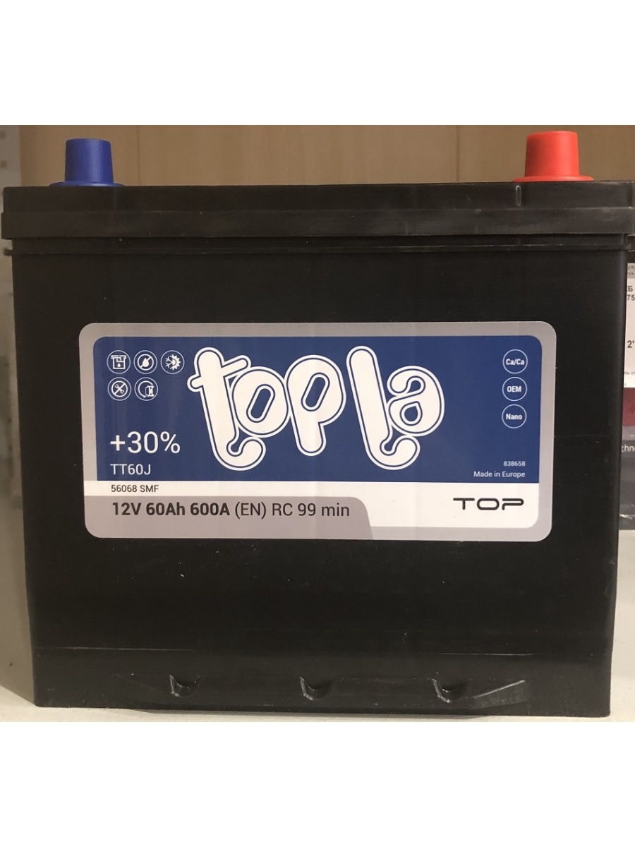 Аккумуляторная батарея 65 Ач TOPLA Top JIS 65Ah+R TT65J 56568 SMF