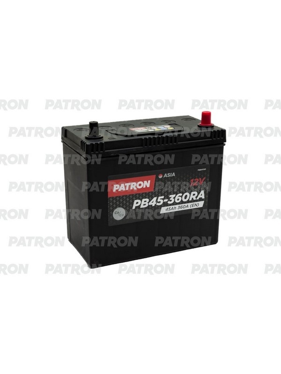 PATRON ASIA 12V 45AH 360A (R+) тонкие клеммы JIS T1 237x127x227mm 11,3kg