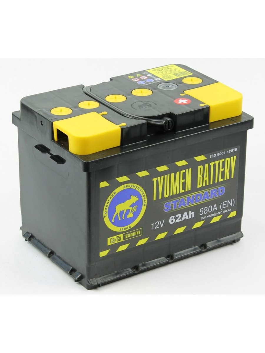 Аккумулятор автомобильный 62 Ач прямая полярность TYUMEN BATTERY 6СТ-62L STANDARD