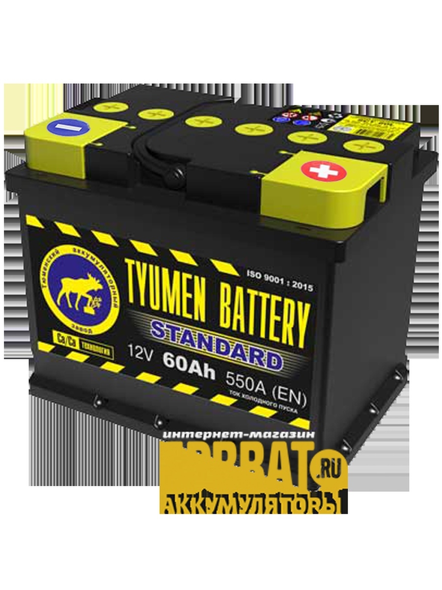 Автомобильный аккумулятор Тюмень Стандарт 60 Ач ток 550А TYUMEN BATTERY STANDARD прямая полярность