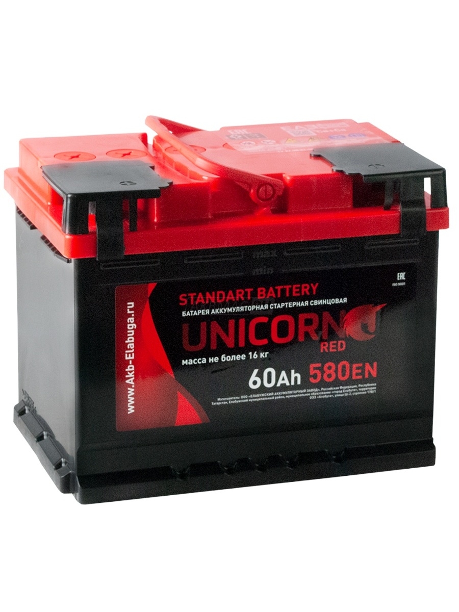 Автомобильный UNICORN RED 60 Ah 580А прямая полярность 242x175x191