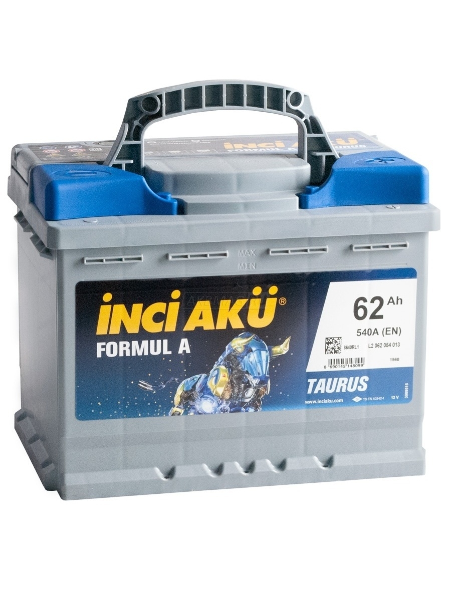 Автомобильный аккумулятор INCI AKU Formul A 62 Ah обратная полярность 540A 242x175x190