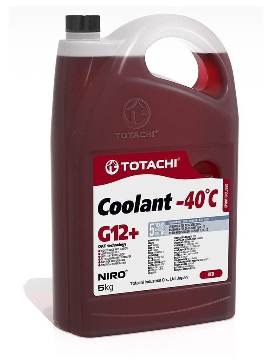 Антифриз Coolant Red -40C красный G12+ (5кг) Totachi 43105