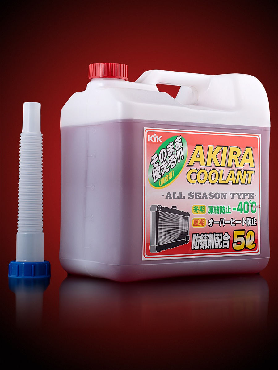 Жидкость охлаждающая Антифриз красный Akira Coolant всесезонный -40C, 5л