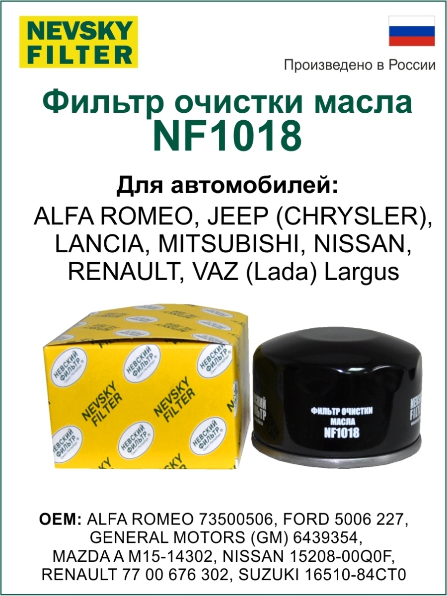 Масляный фильтр LADA Largus, Renault Logan, Sandero, Duster