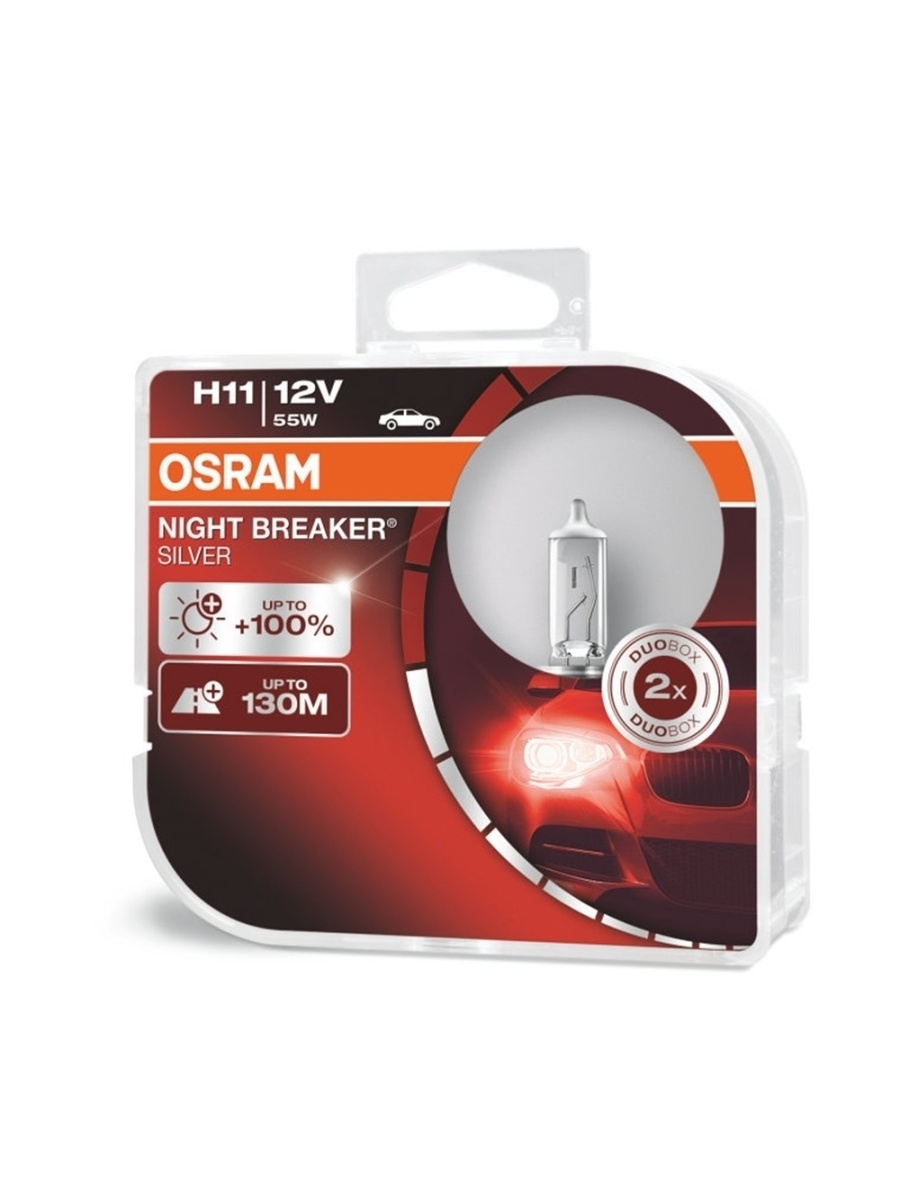 Лампа галогенная головного света OSRAM 12V, 55W, H11, PGJ19-2, 3200K, 2шт - 64211NBSHCB