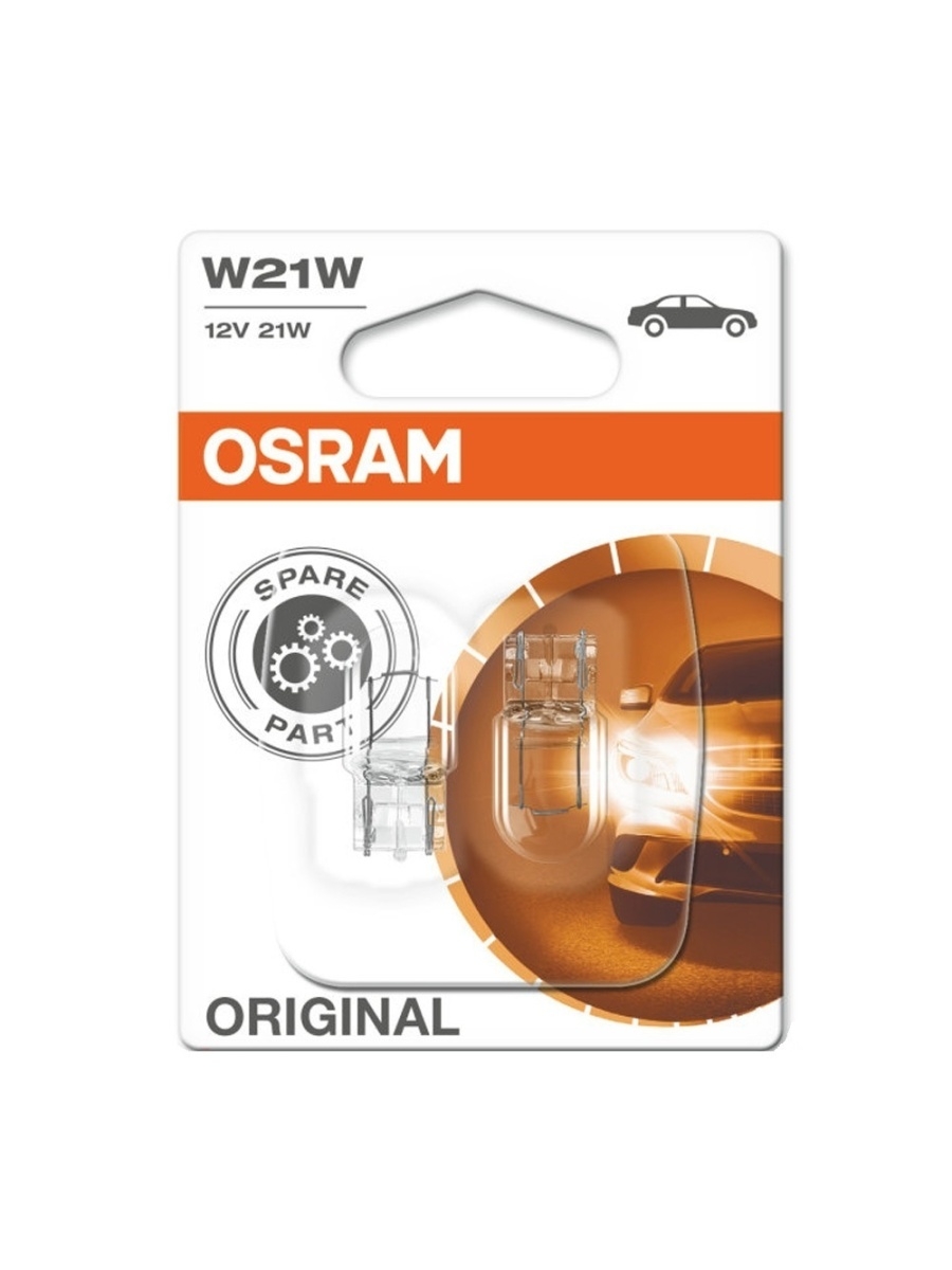 Лампа накаливания сигнальная OSRAM 12V, 21W, W21W, W3x16d, 3200K, 2шт - 750502B