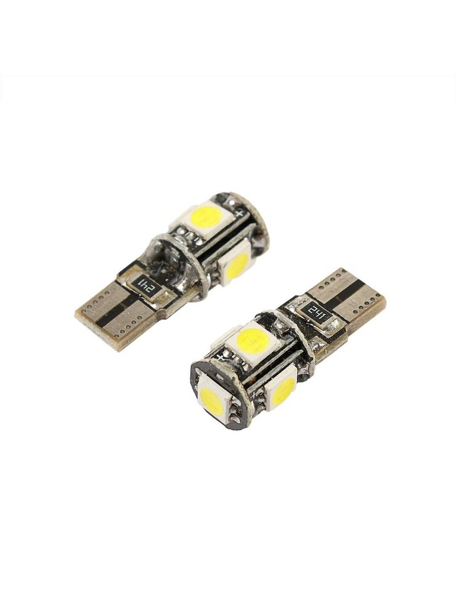 Автолампа светодиодная Cartage, T10 W5W, 12 В, 5 SMD-5050, набор 2 шт