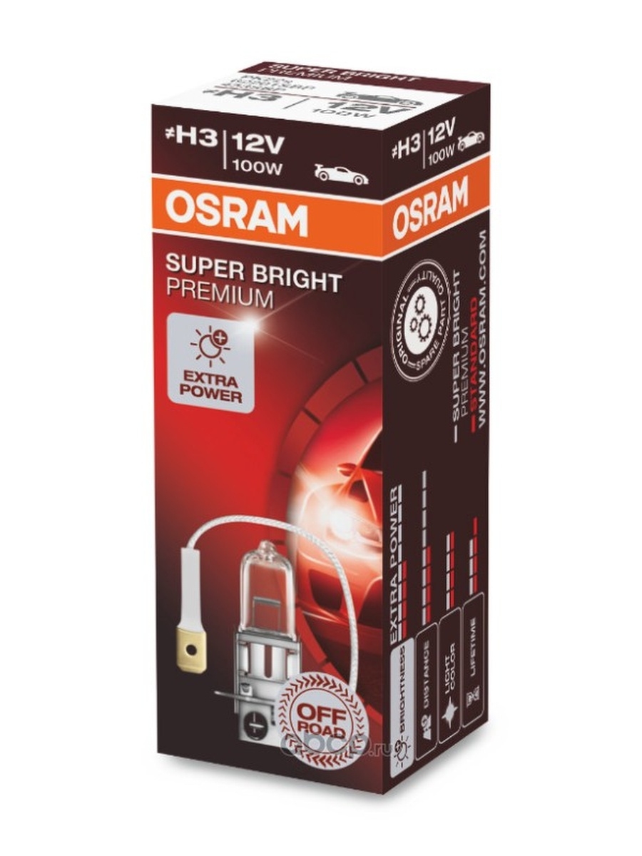 Лампа 12V H3 100W PK22s OSRAM OFF-ROAD 1 шт. картон 62201SBP