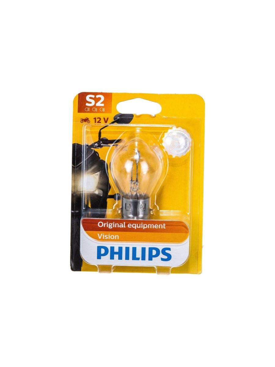 Автолампа PHILIPS S2, 35, 35 BA20d+30% VISION MOTO 12V 1,10,100 12728BW