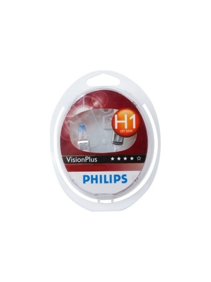 Автолампа PHILIPS H1, 55 P14.5s+60% VISION PLUS 2 шт. 12V 1,5 HIT 12258VPS2