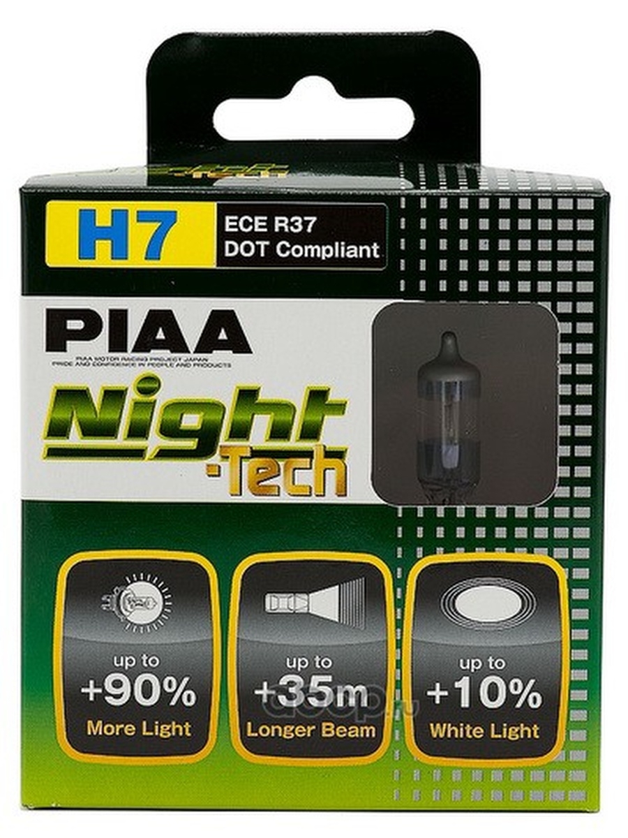 Лампы галогенные PIAA NIGHT TECH (H7) 3600К 55W (2 шт) Светоотдача 125W
