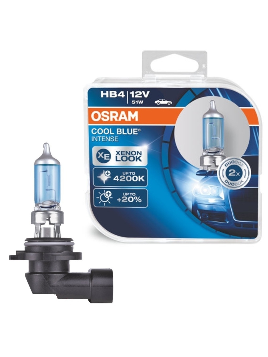 Лампа галогенная головного света OSRAM 12V, 51W, HB4, P22d, 4200K, 2шт - 9006CBIHCB