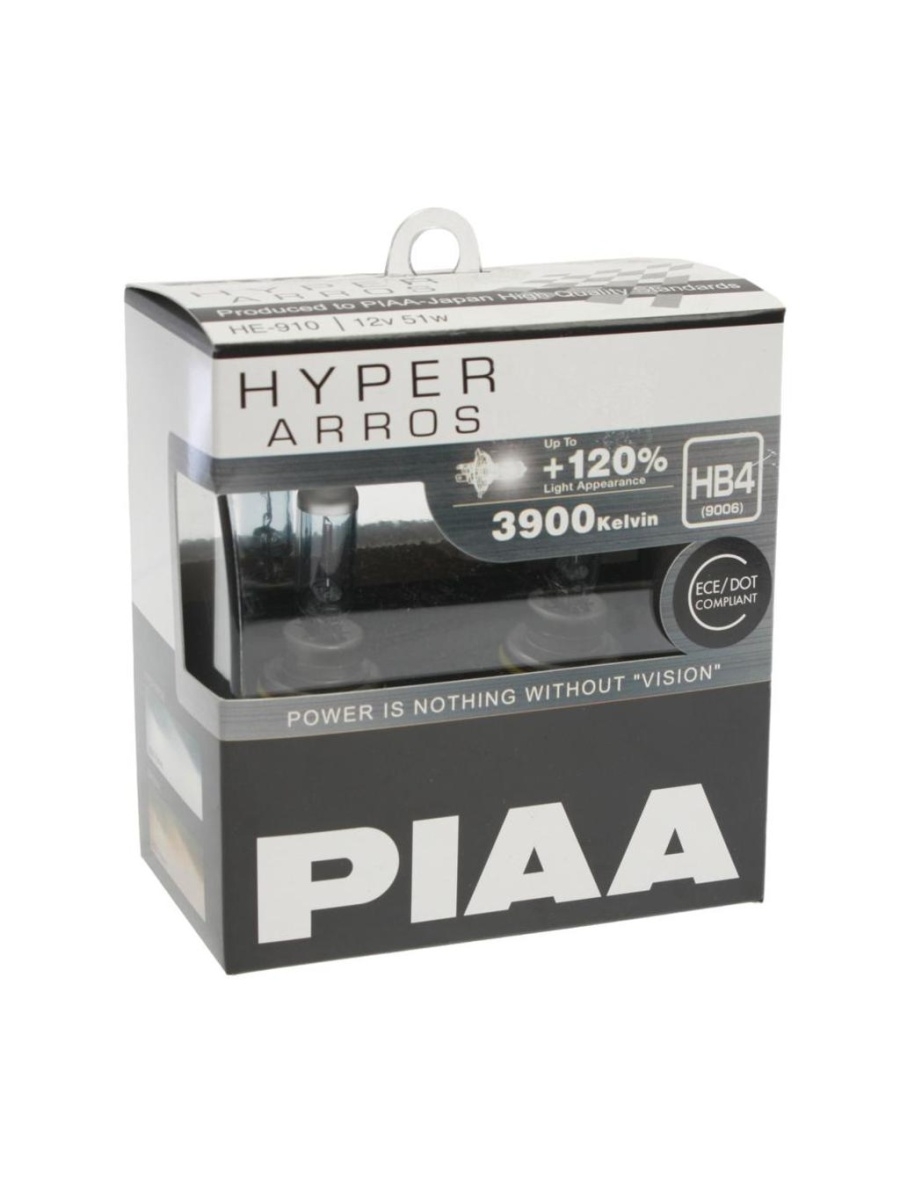 Лампа 12V HB4 55W +120% бокс (2шт.) HYPER ARROS PIAA  HE-910-HB4