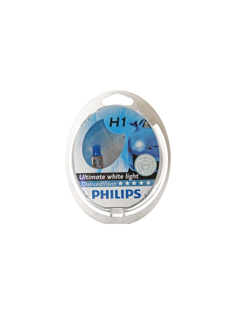 Автолампа PHILIPS H1, 55 P14.5s DIAMOND VISION 5000K 2 шт. 12V 1,5,30 HIT 12258DVS2