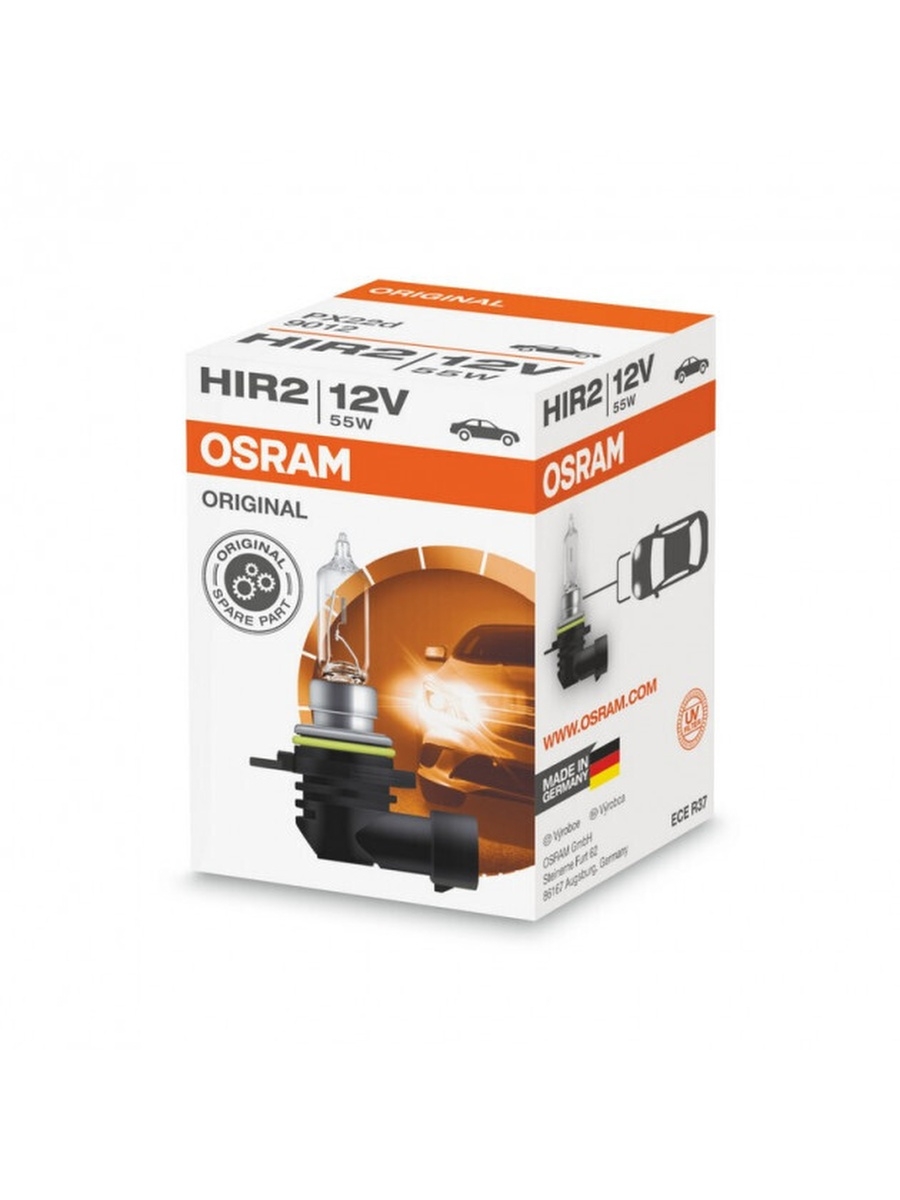 Лампа галогенная головного света OSRAM 12V, 55W, HIR2, PX22d, 3200K, 1шт - 9012