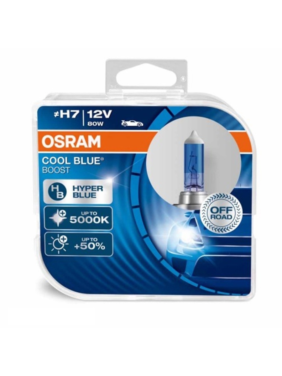 Лампа галогенная головного света OSRAM 12V, 55W, H7, PX26d, 5000K, 2шт - 62210CBBHCB