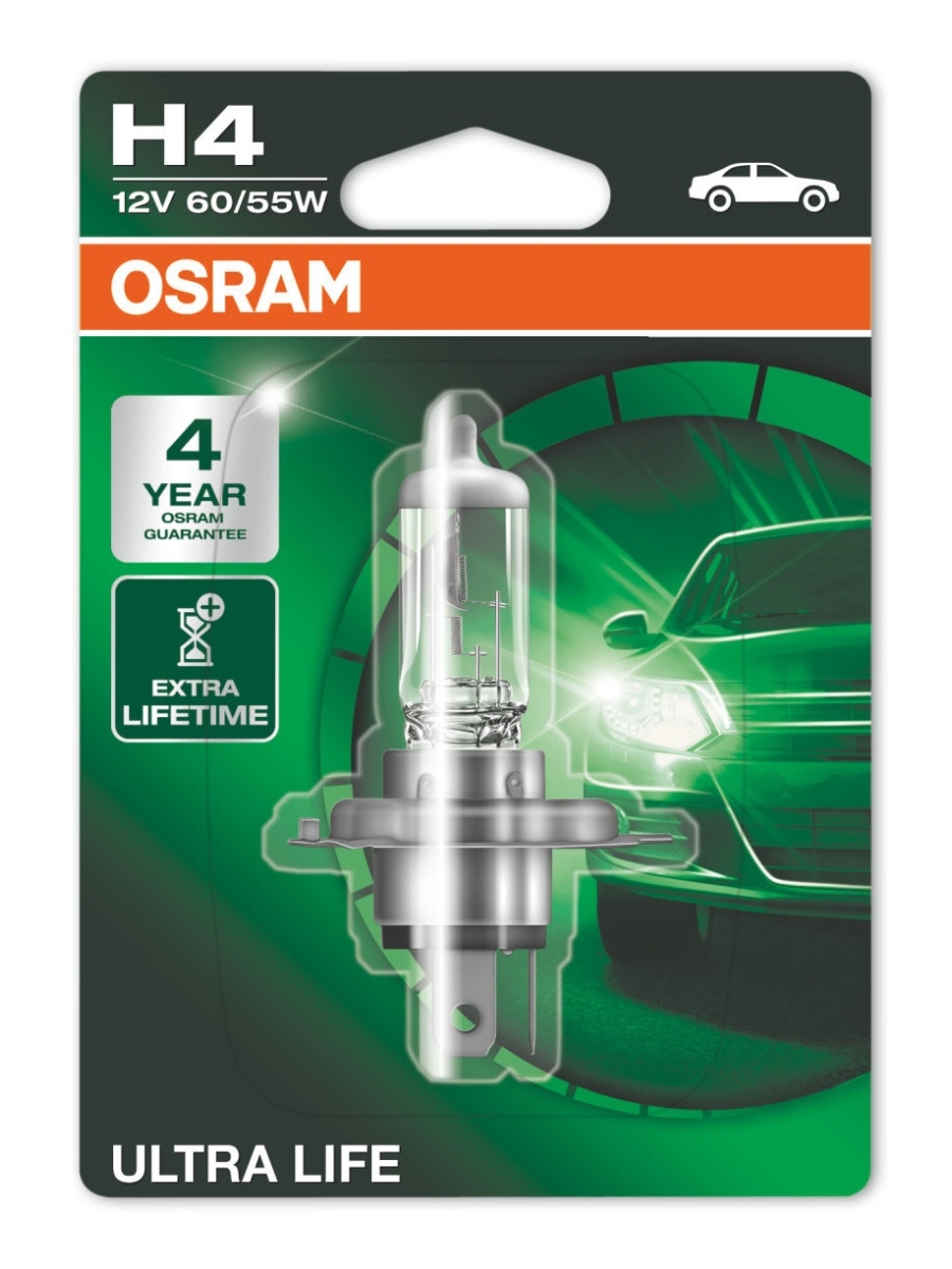 Лампа 64193ULT-01B H4 12V 6055W P43t (3+1 года гарантии) ULTRA LIFE OSRAM