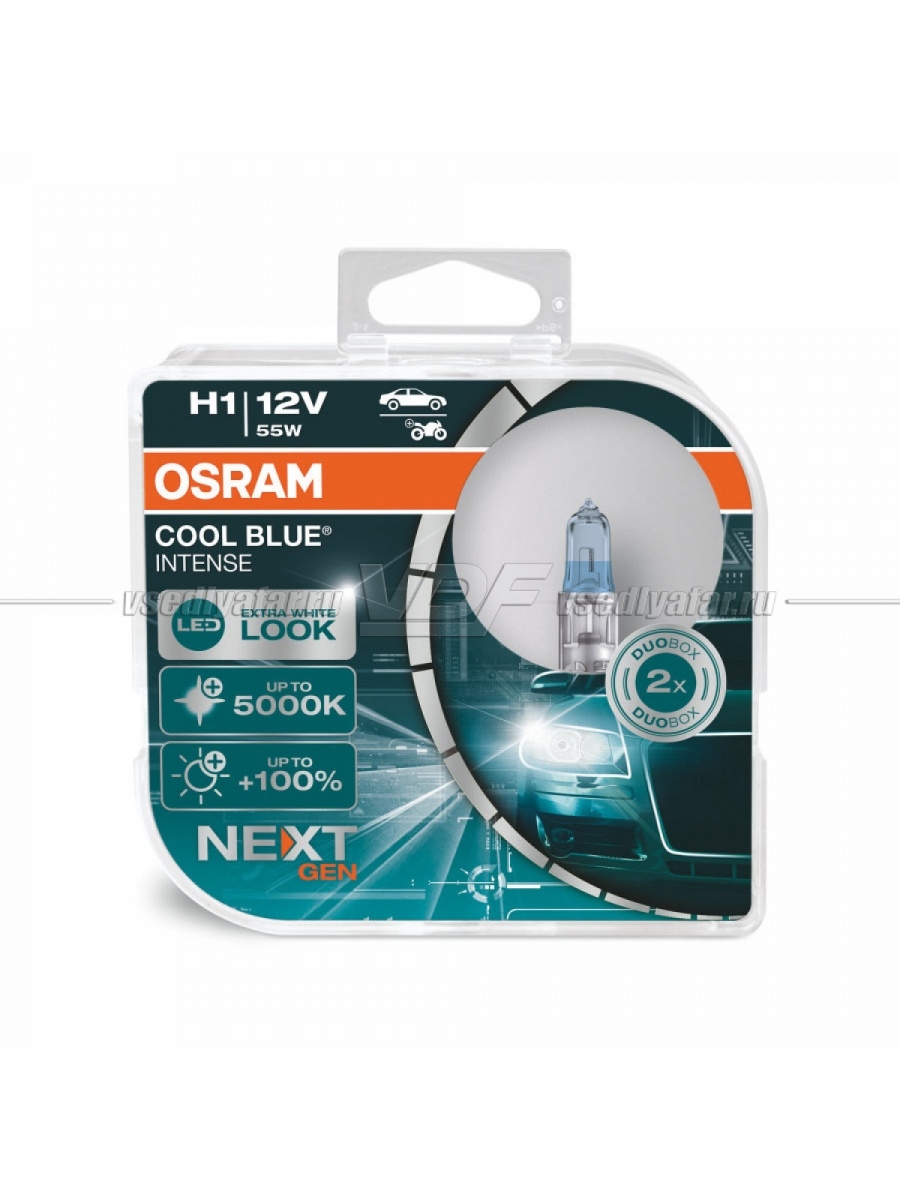 Лампа галогенная OSRAM H1 Cool Blue Intense 12V 55W, 2шт.