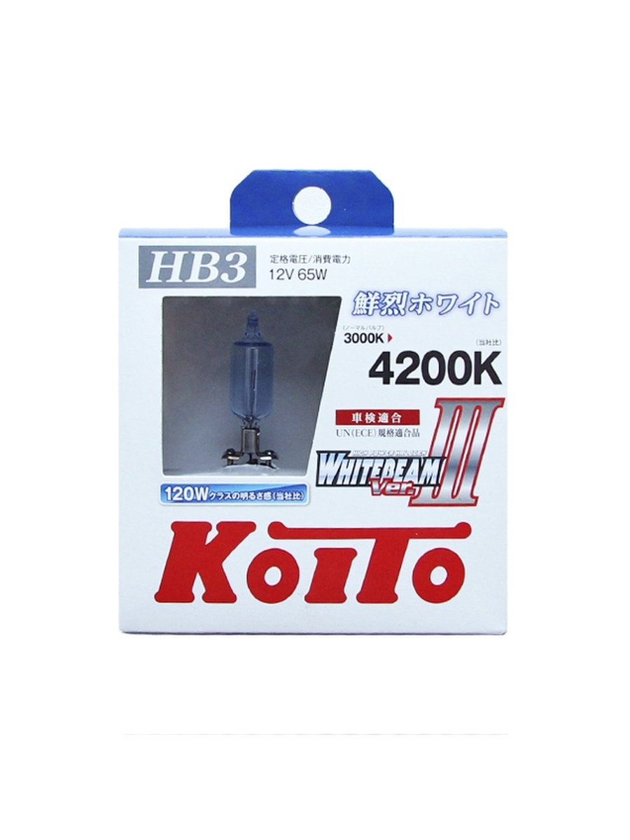 Лампа высокотемпературная Koito Whitebeam 9005 (HB3) 12V 65W (120W) 4200K (комплект 2 шт.)