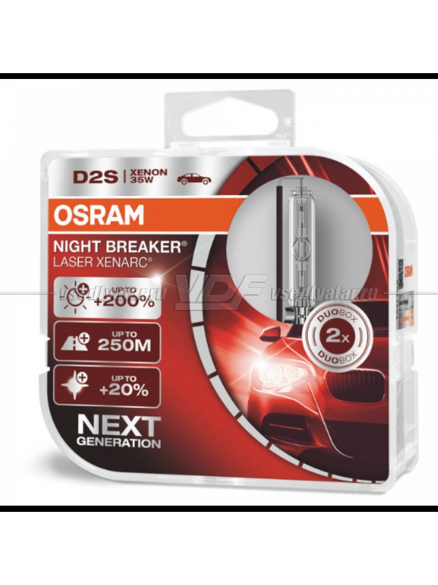 Ксеноновая лампа OSRAM D2S Xenarc Night Breaker Laser +200% 66240XNL-HCB