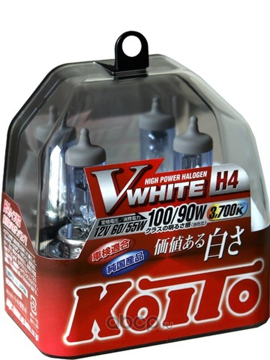 Лампа высокотемпературная Koito Whitebeam H4 12V 60-55W (100-90W) 3700K, комплект 2 шт.