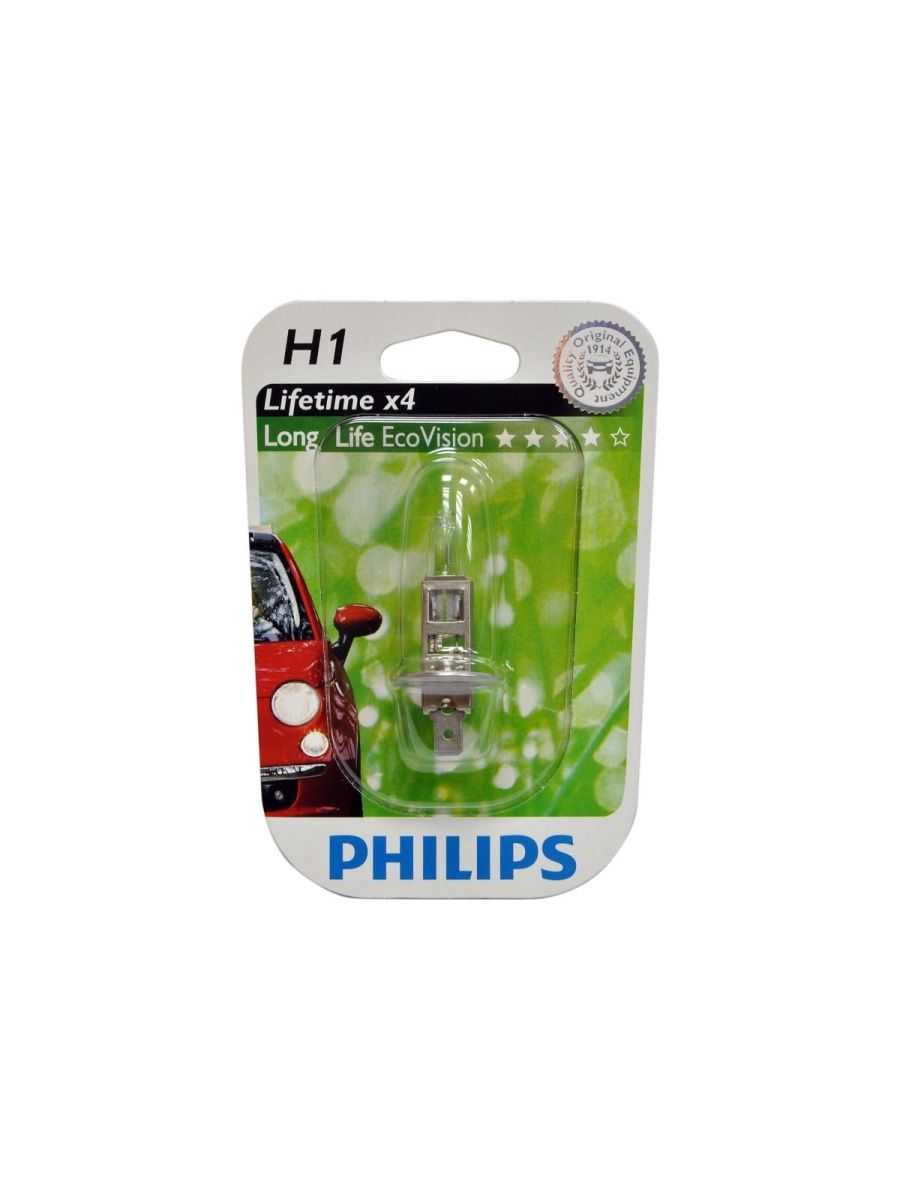 Автолампа PHILIPS H1, 55 P14.5s LONG LIFE ECO VISION 12V 1,10 12258LLECOB1