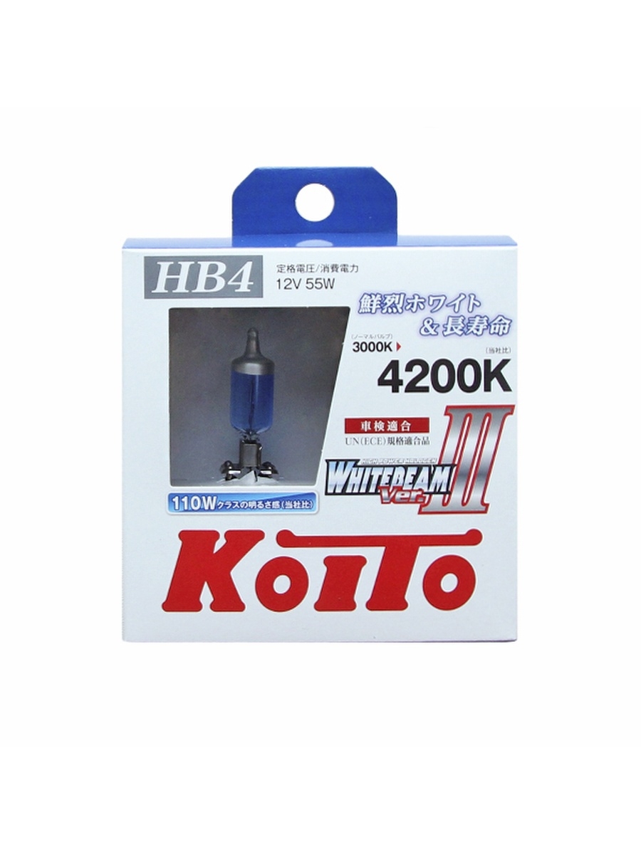 Лампа высокотемпературная Koito Whitebeam 9006 (HB4) 12V 55W (110W) 4200K (комплект 2 шт.)