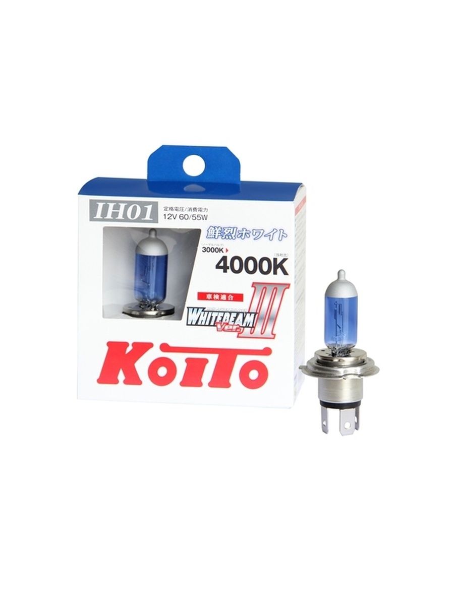 Лампа высокотемпературная Koito Whitebeam IH01 12V 6055W (10090W) 4000K (комплект 2 шт.) арт. P0745W