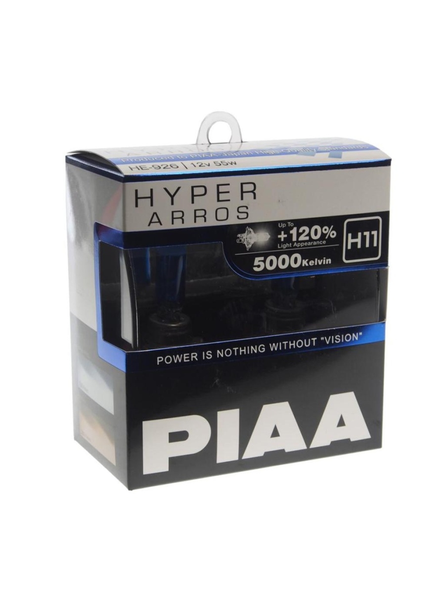 Лампа 12V H11 55W +120% PGJ19-2 5000K бокс (2шт.) HYPER ARROS PIAA  HE-926-H11