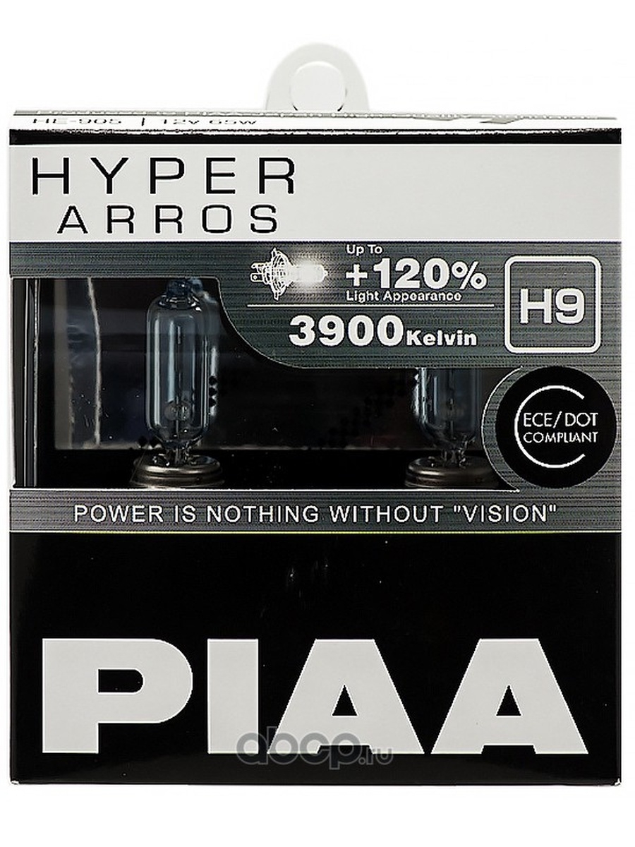 Лампы галогенные PIAA HYPER ARROS (H9) 3900K 65W (2 шт) Светоотдача +120%