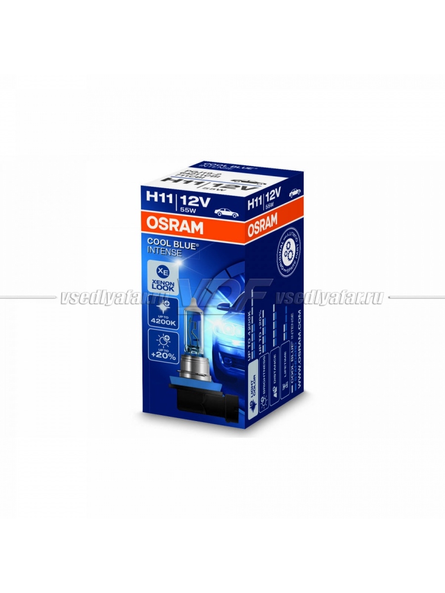 Лампа галогенная OSRAM H11 Cool Blue Intense 12V 55W, 1шт.