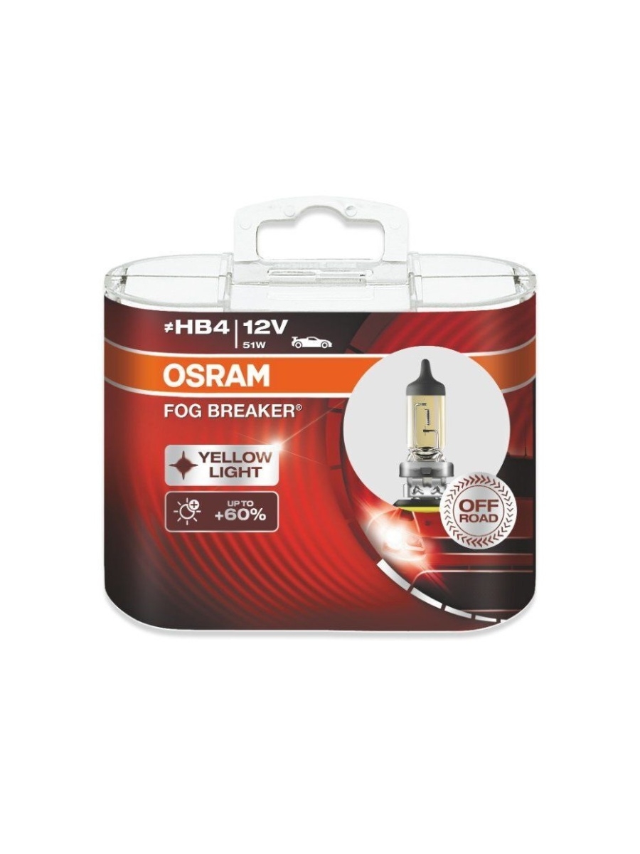 Лампа галогенная противотуманных фар OSRAM 12V, 51W, HB4, P22d, 2600K, 2шт - 9006FBRHCB