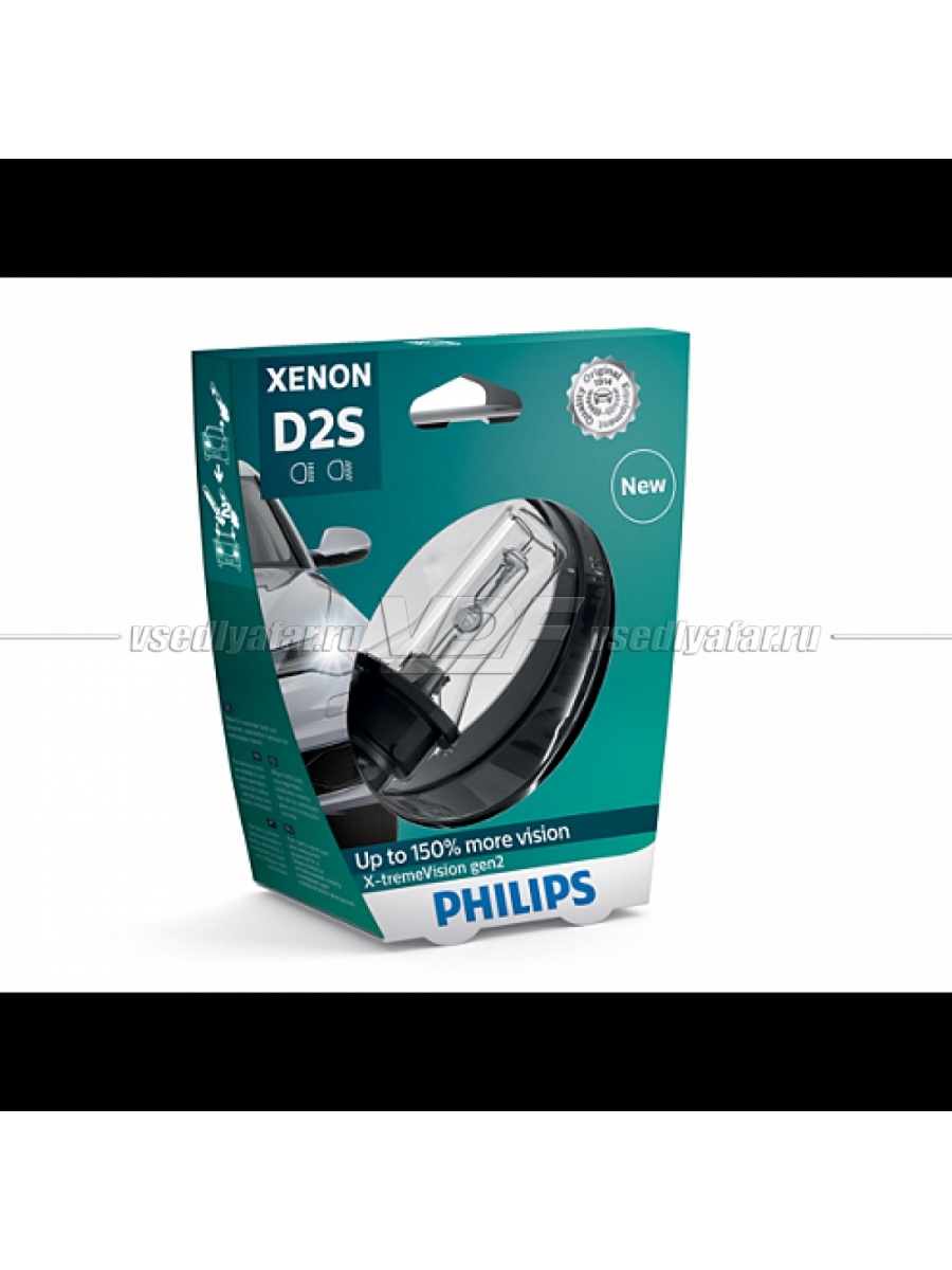 Ксеноновая лампа PHILIPS D2S X-tremeVision gen 2 4800K +150% 85122XV2S1