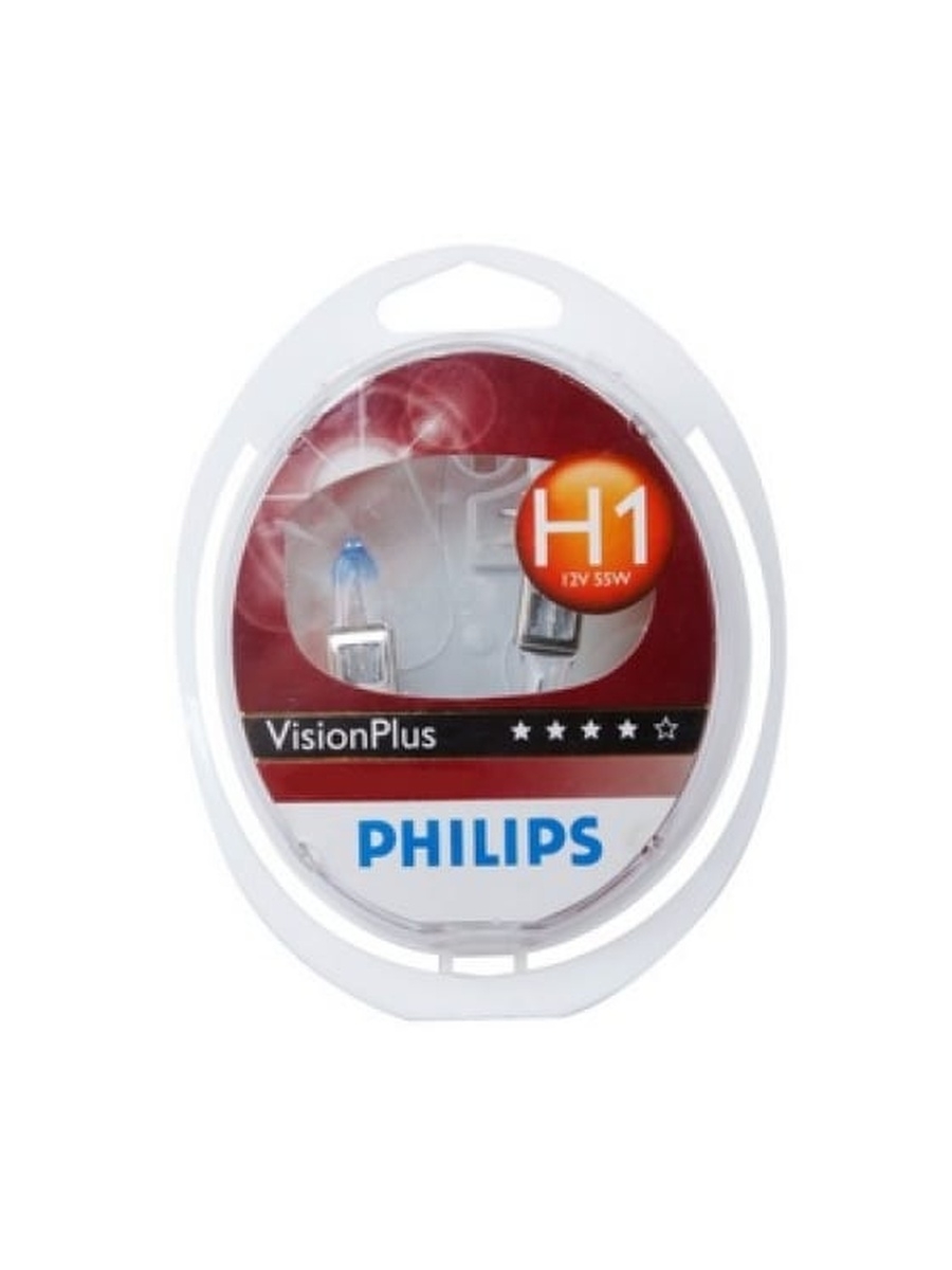 Лампа 12V H1 55W +60% PHILIPS VisionPlus 2 шт. DUOBOX 12258VPS2