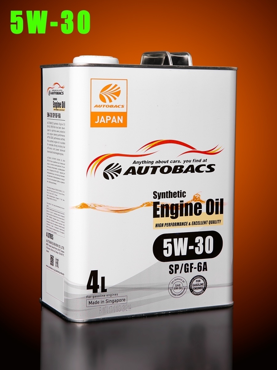 Масло моторное AUTOBACS ENGINE OIL Synthetic 5W-30 синтетическое API SPGF-6A 4л