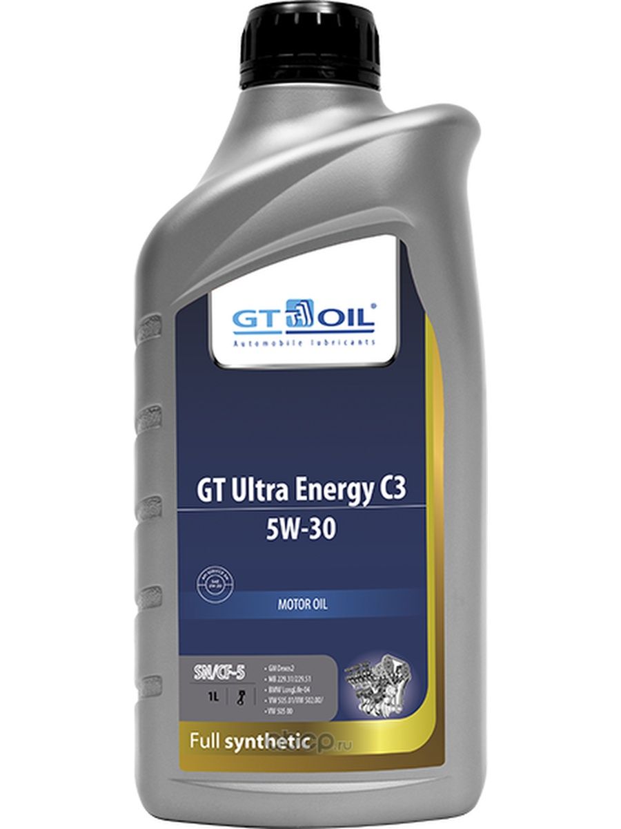GT OIL Масло моторное для двигателя автомобиля Синтетическое 5W30 1л.