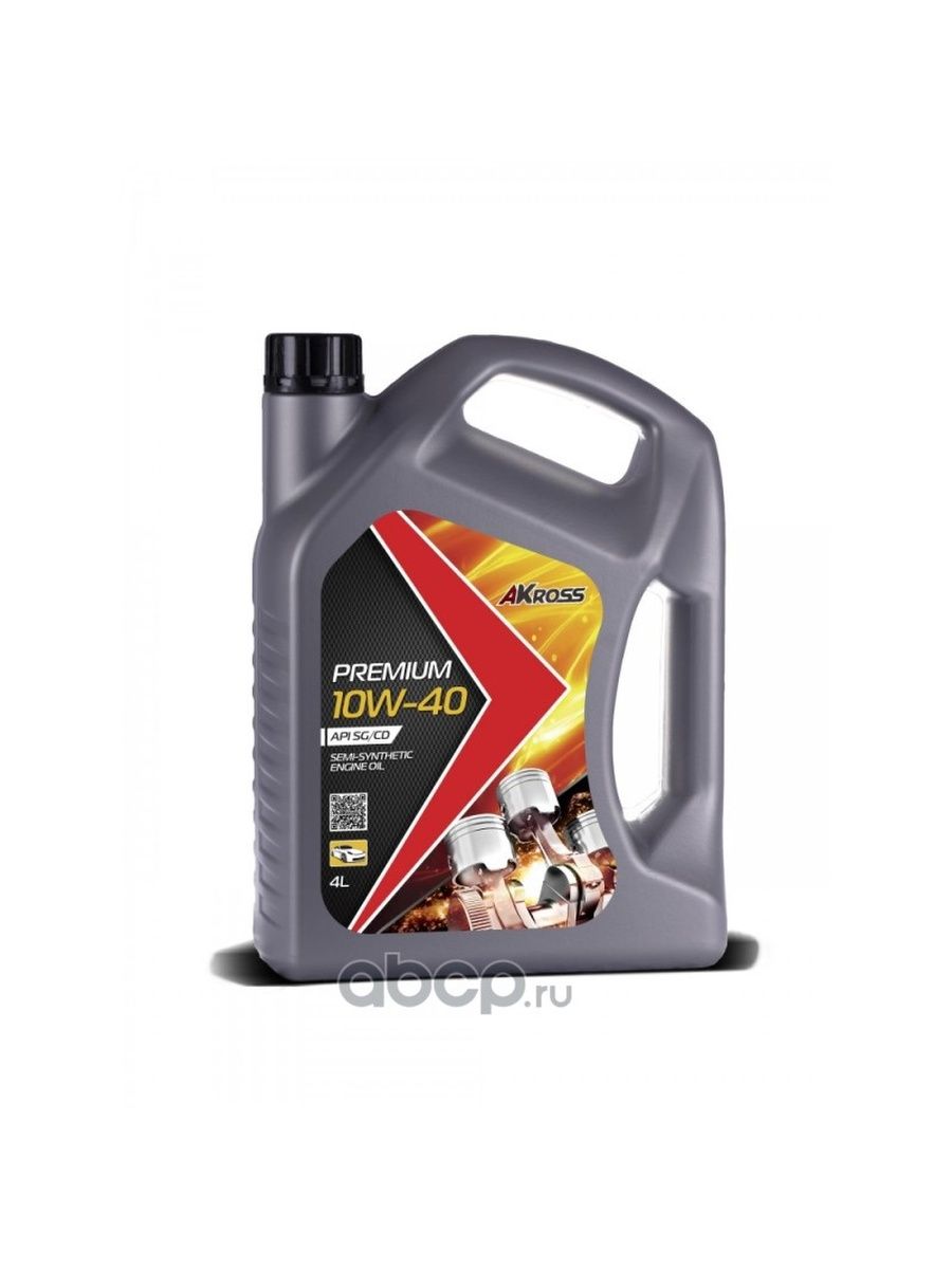 AKross Масло моторное для двигателя автомобиля Акроссполусинтетика 10W40 4л.
