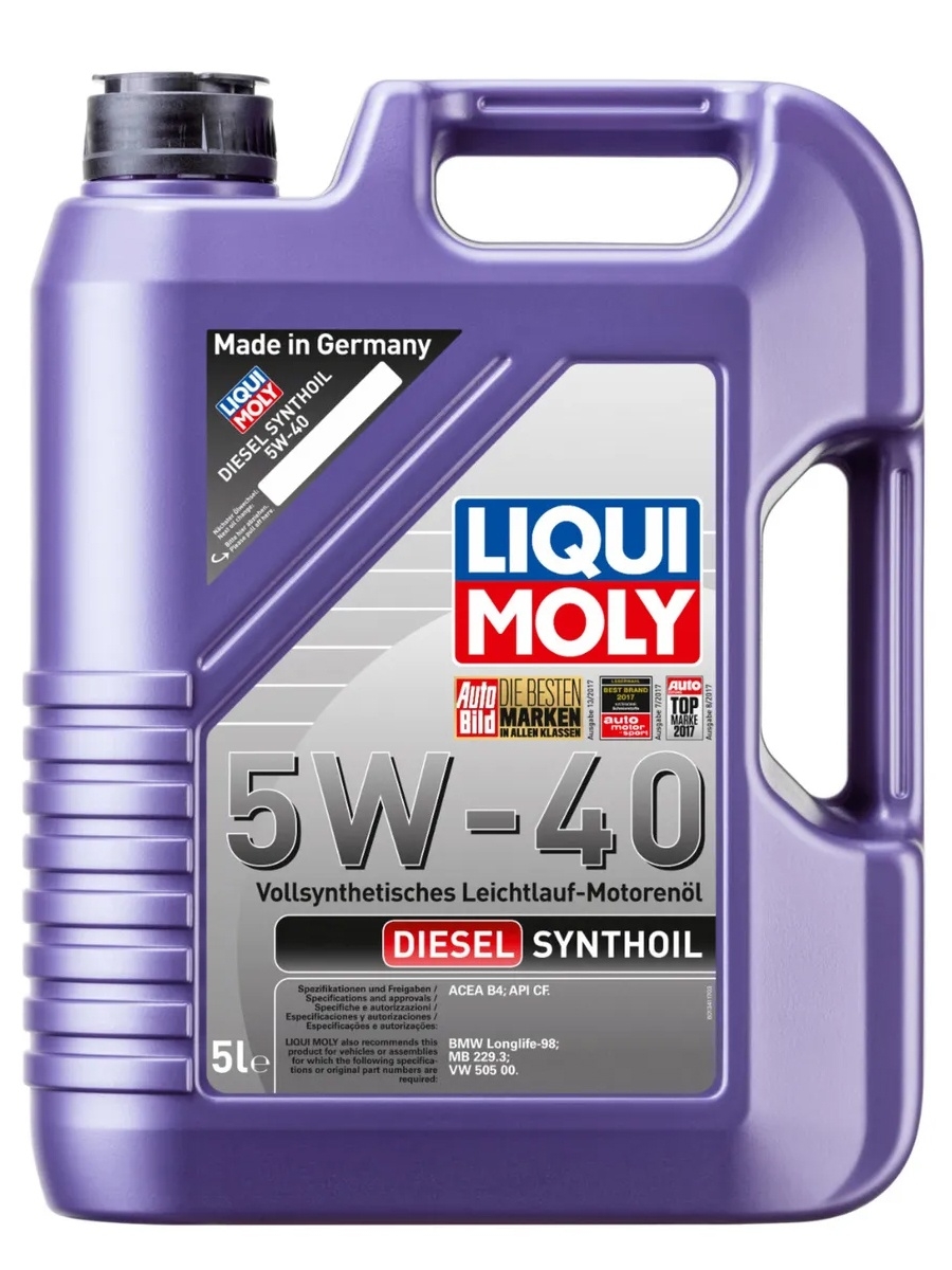 Масло моторное синтетическое Diesel Synthoil 5W-40, 5л 1927 Ликви Моли