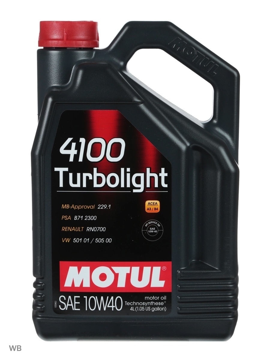 Масло моторное 10W40 MOTUL 4л. полусинтетика 4100 Turbolight MBRenaultVW A3B4 109462