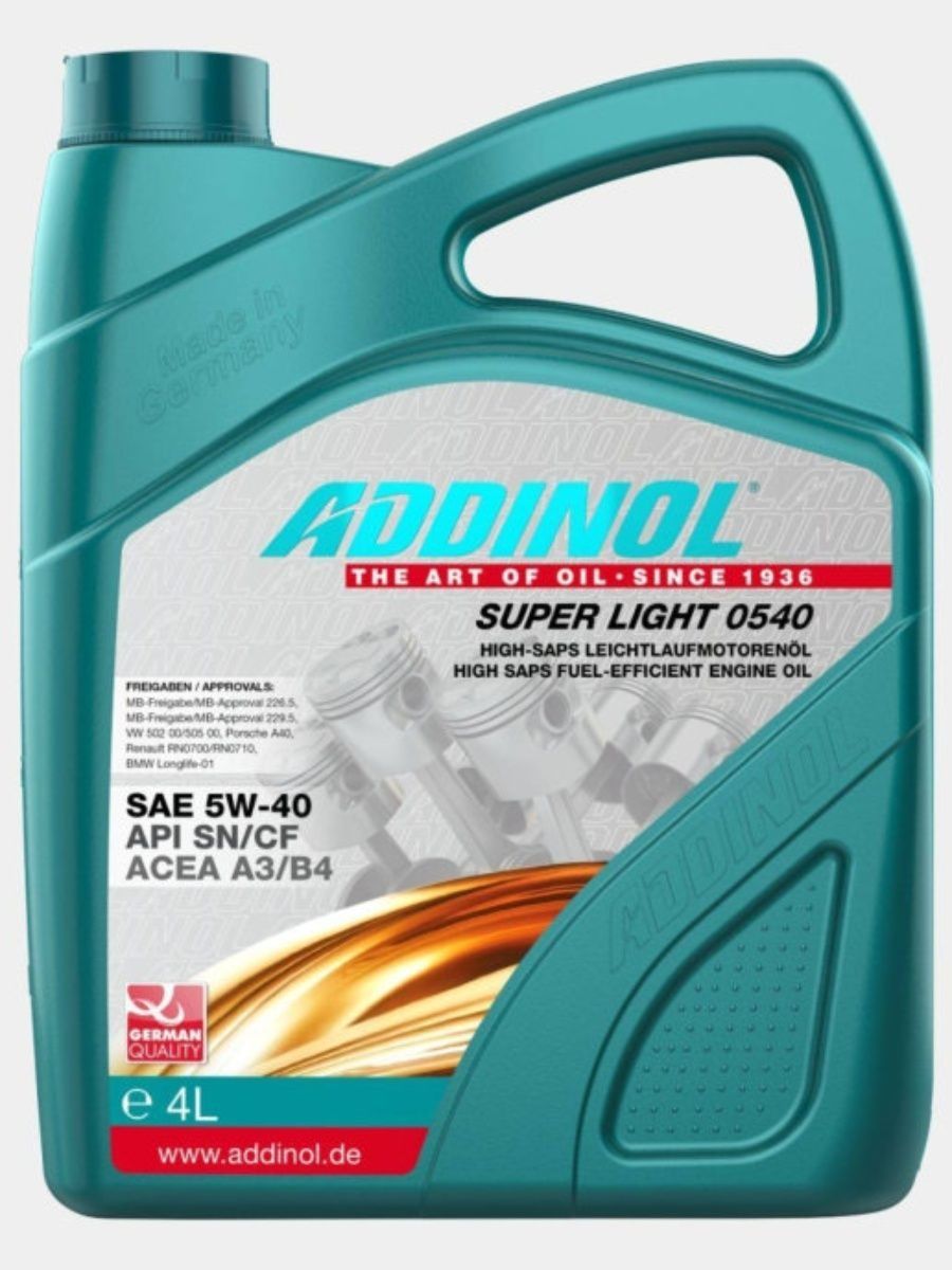 Моторное масло ADDINOL SUPER LIGHT 0540 5W-40 Синтетическое 4 л