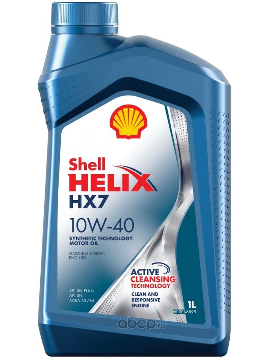 Shell Масло моторное для двигателя автомобиля Шелл Helix HX7 SN+ 10W40 полусинтетическое 1л