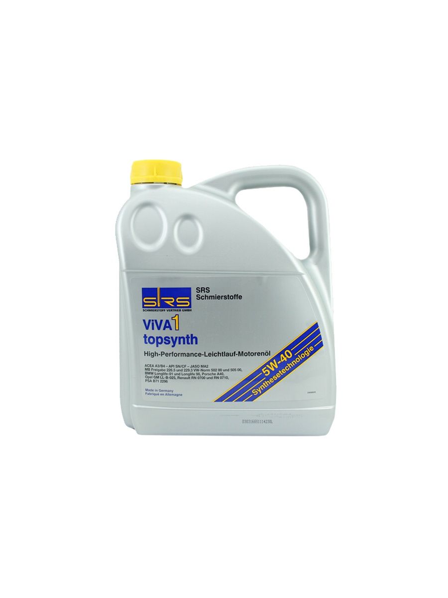 Масло моторное SRS VIVA 1 topsynth 5W40 4л  5W40