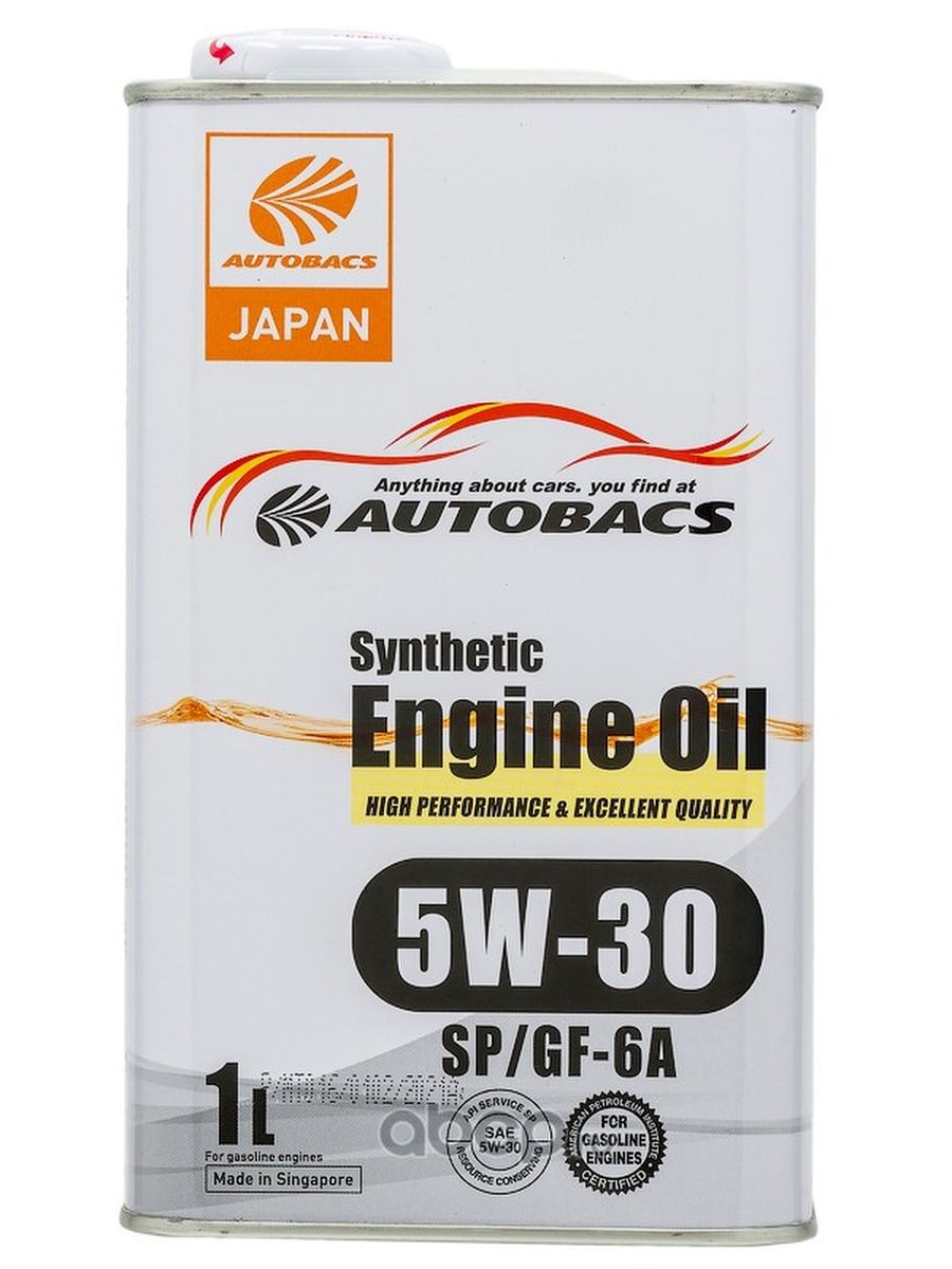 AUTOBACS Масло моторное для двигателя автомобиля Автобакс AUTOBACS SAE 5W30 API SP ILSAC GF-6A SYNTHETIC синтетика  1л.