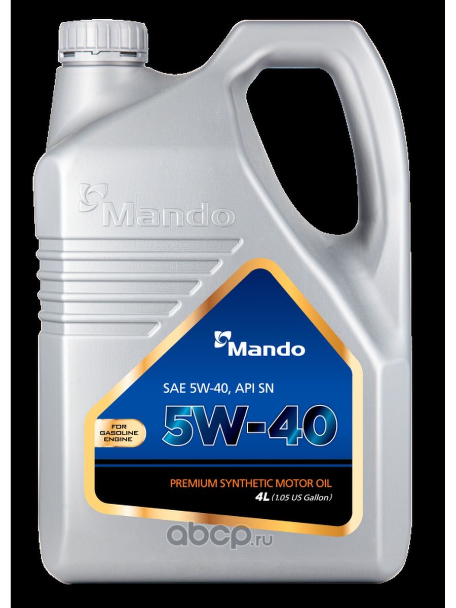 Mando Полностью синтетическое Моторное масло для двигателя автомобиля Мандо SAE 5W40 API SN бензин, 4л