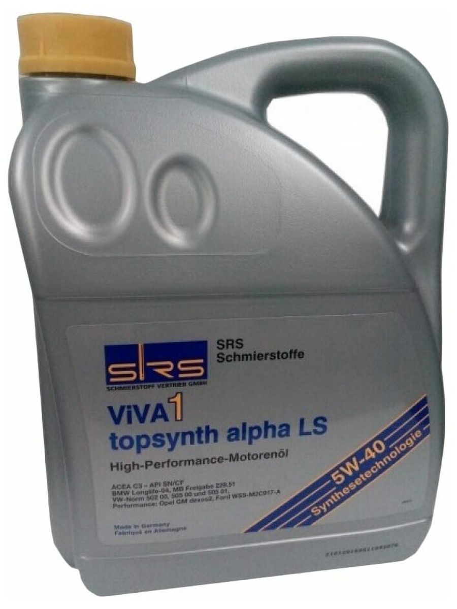 Моторное масло SRS ViVA 1 Topsynth alpha LS 5W40, 5 л