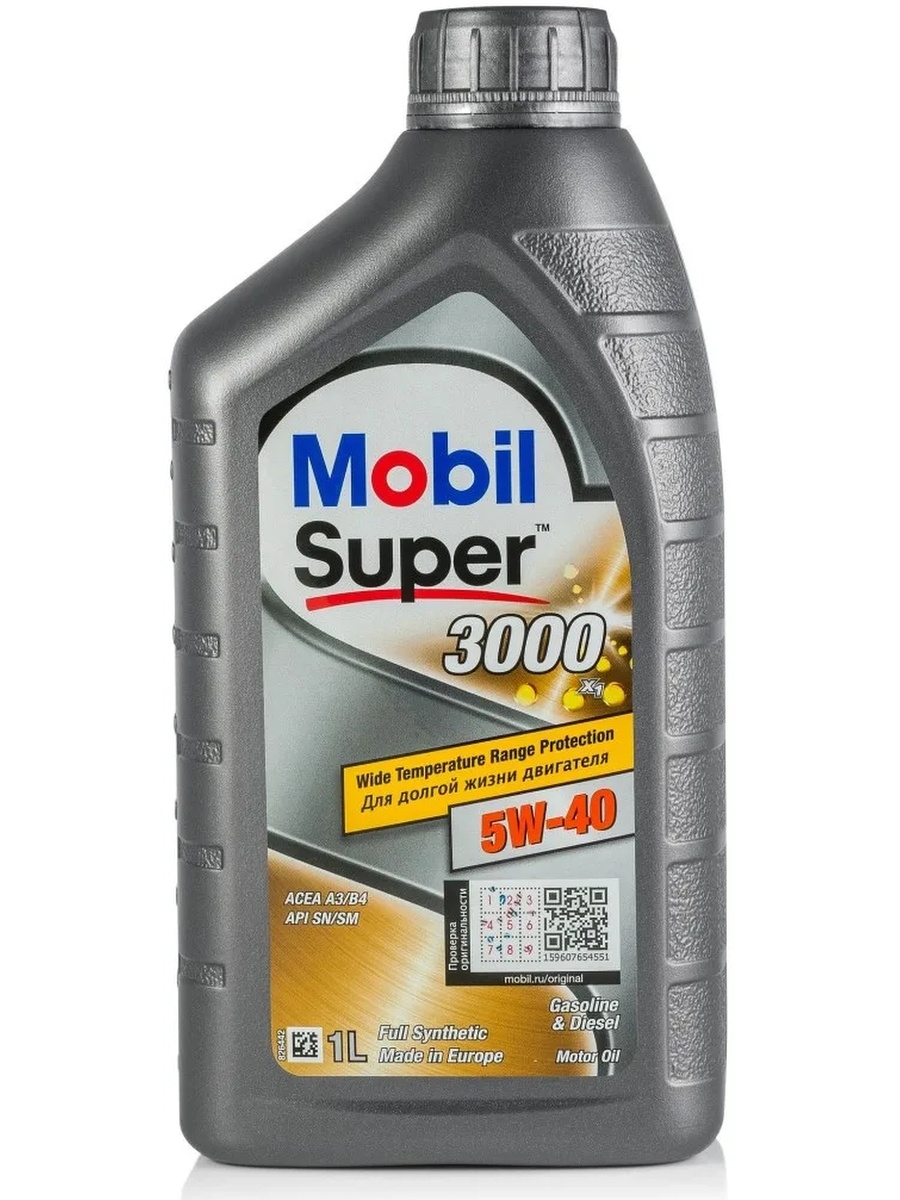 Масло моторное MOBIL Super 3000 X1 5W-40 синтетическое 1 л 152567