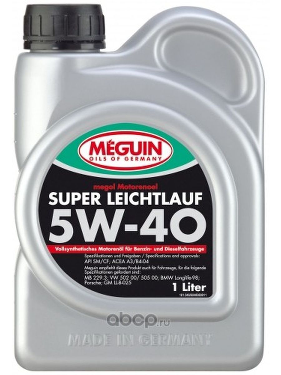 Meguin синтетика Моторное масло Мегуин Megol Motorenoel Super Leichtlauf 5W40 CF-SN A3-B4 1л