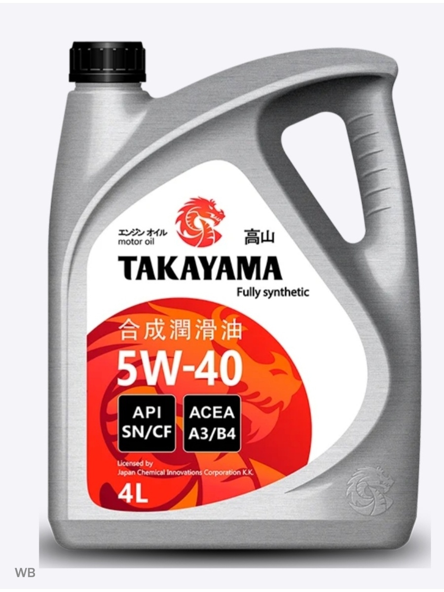 Масло моторное TAKAYAMA SAE 5W-40, API SNCF 4л пластик  TAKAYAMA 5W40